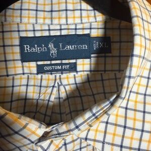 Ralph Lauren Men's Custom Fit Plaid Shirt - Blue and Yellow